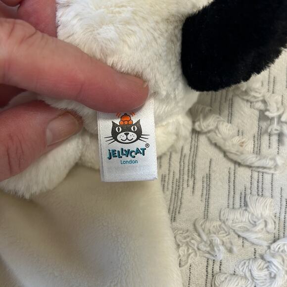 Jellycat Black White Puppy Dog Lovey Security Blanket Plush Stuffed - Picture 4 of 7